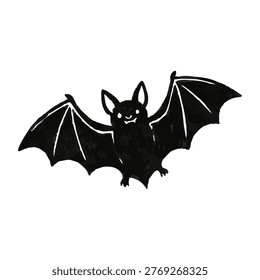 Bat icon symbolizing nocturnal flying mammal, often associated with caves and night activity. hand drawn style