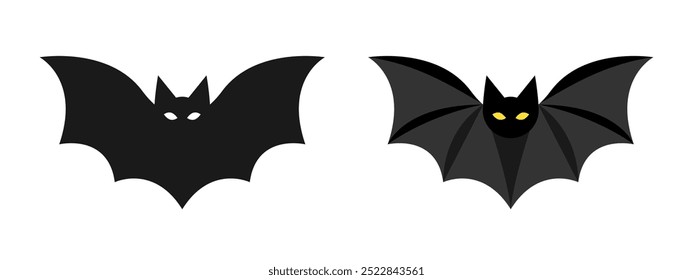 Icono de murciélago. Pictograma de vampiro. Murciélago volador con alas de Ilustración vectorial. Símbolo animal de Halloween. Signo de murciélago malvado negro. Noche oscura de miedo concepto aislado.