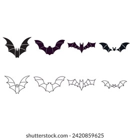 Bat icon vector set. Halloween illustration sign collection. vampire symbol or logo.