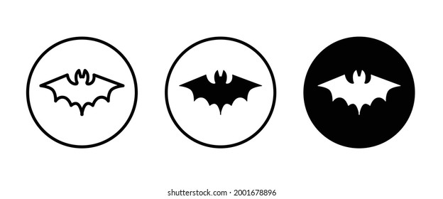 bat icon vector, sign, symbol, logo, illustration, editable stroke, flat design style isolated on white linear pictogram