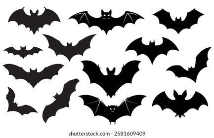 Bat icon vector .Bat Symbol Silhouette Vector. Bat Halloween Icon And Symbol Illustration