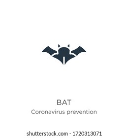 Vector de icono de murciélago. Icono de murciélago plano de moda de la colección Coronavirus Prevention aislado en fondo blanco. La ilustración vectorial se puede utilizar para diseño gráfico web y móvil, logotipo, eps10