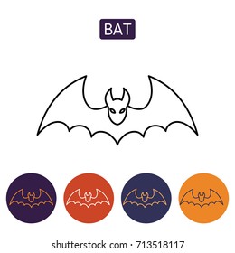 Bat icon for web. Isolated on white background. Soaring bat. Design element for Halloween. Vector illustration in flat style for your design.