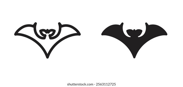 Bat icons in black line and filled versions