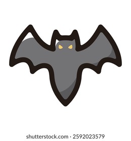 Bat illustration icon.Simple vector outline, clipart for graphic design.