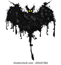 Bat ink. Happy Halloween card. Vector illustration