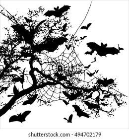 bat isolated black tree