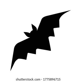 Bat isolated on white background, Halloween theme silhouette black and white flat design