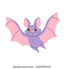 Bat isolated on white background. Cute Halloween character. Animal in childish style