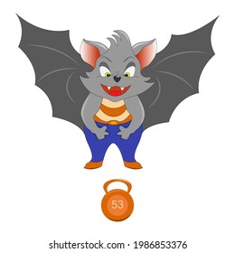 Bat with kettlebell. Template for printing. Vector illustration.