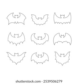 Bat line icon collection. outline style. isolated element illustration