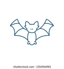 Bat line icon concept. Bat flat  vector symbol, sign, outline illustration.