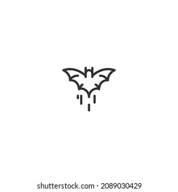 bat line icon, outline vector sign, pixel perfect icon