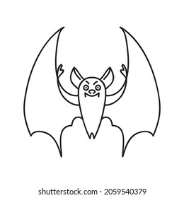 Bat line illustration in sketch style on white background. Vector illustration design template. 
