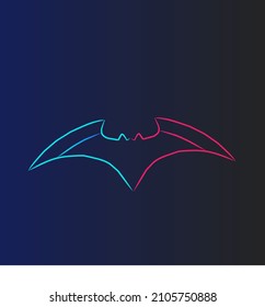 The Bat Line Pop Art logo. Colorful design with dark background. Abstract vector illustration. Isolated black background for t-shirt, poster, clothing, merch, apparel, badge design