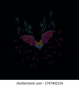 the bat line pop art potrait logo colorful design with dark background