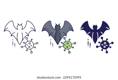 Bat line and solid illustration icon