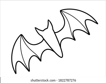 Bat - linear vector illustration - element for coloring. Bat logo - for coloring book or icon. Outline.