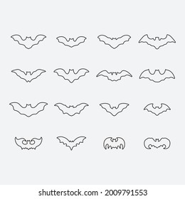 Bat lineart drawing. Creative design.