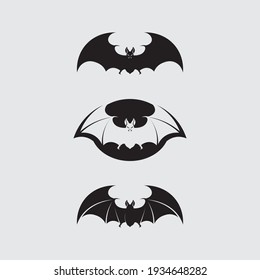 Logo animal y vector de murciélago, alas, negro, halloween, vampiro, gótico, ilustración, icono de murciélago de diseño, nocturno 