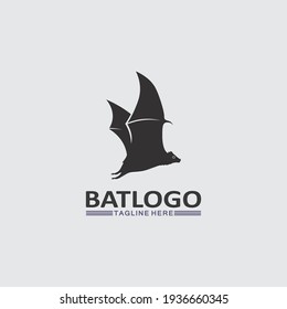 Logo animal y vector de murciélago, alas, negro, halloween, vampiro, gótico, ilustración, icono de murciélago de diseño