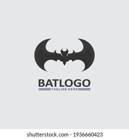 Logo animal y vector de murciélago, alas, negro, halloween, vampiro, gótico, ilustración, icono de murciélago de diseño