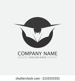 Bat logo animal and vector, wings, black, halloween, vampire, gothic, illustration, design bat icon