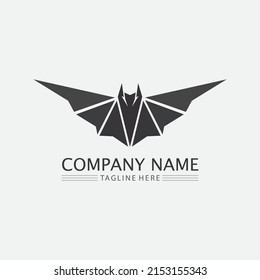 Bat logo animal and vector, wings, black, halloween, vampire, gothic, illustration, design bat icon