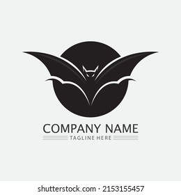 Bat logo animal and vector, wings, black, halloween, vampire, gothic, illustration, design bat icon