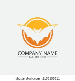 Bat logo animal and vector, wings, black, halloween, vampire, gothic, illustration, design bat icon