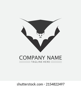 Bat logo animal and vector, wings, black, halloween, vampire, gothic, illustration, design bat icon