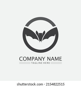 Bat logo animal and vector, wings, black, halloween, vampire, gothic, illustration, design bat icon