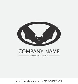 Bat logo animal and vector, wings, black, halloween, vampire, gothic, illustration, design bat icon