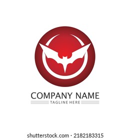 Bat logo animal and vector, wings, black, halloween, vampire, gothic, illustration, design bat icon
