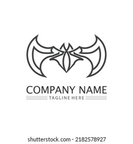 Bat logo animal and vector, wings, black, halloween, vampire, gothic, illustration, design bat icon