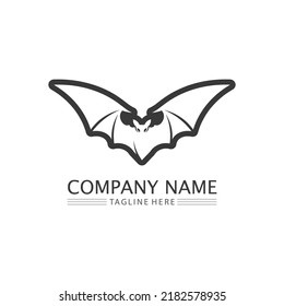 Bat logo animal and vector, wings, black, halloween, vampire, gothic, illustration, design bat icon
