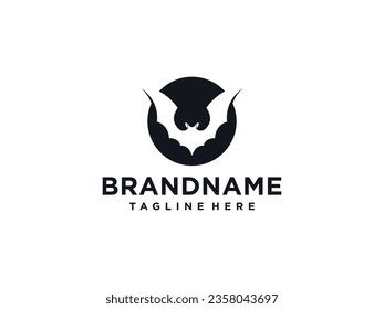 Logotipo de murciélago animal y vector, alas, negro, halloween, vampiro, gótico, ilustración, icono de murciélago de diseño