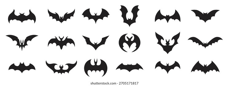 bat logo collection. black bat icon. halloween design elements