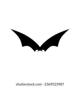 Bat logo design concept vector illustration. Bat silhouette. Printable template. Bat icon isolated on white. Spooky black horror bat graphic.