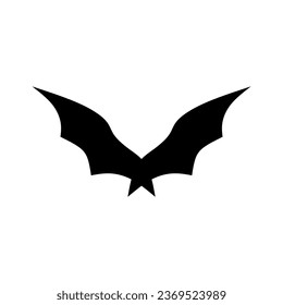 Bat logo design concept vector illustration. Bat silhouette. Printable template. Bat icon isolated on white. Spooky black horror bat graphic.