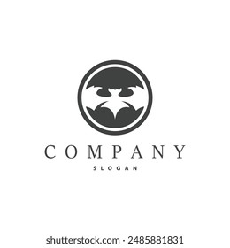 Bat logo design simple halloween bat black silhouette illustration design template