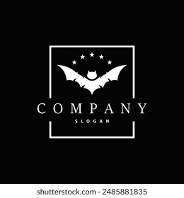 Bat logo design simple halloween bat black silhouette illustration design template