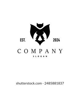 Bat logo design simple halloween bat black silhouette illustration design template