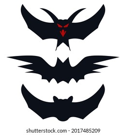Bat logo icon sign Dracula vampire symbol Bird wing emblem Halloween decoration concept Modern scary night design style Fashion print clothes apparel greeting invitation card cover banner poster flyer