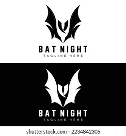 Bat Logo, Night Flying Animal Icon, Company Vector,Halloween Template