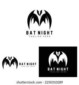 Bat Logo, Night Flying Animal Icon, Company Vector,Halloween Template