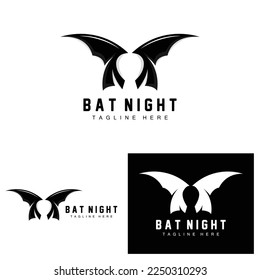 Bat Logo, Night Flying Animal Icon, Company Vector,Halloween Template
