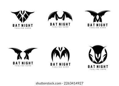 Bat Logo, Night Flying Animal Icon, Company Vector,Halloween Template
