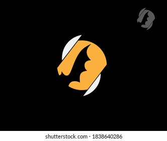 Bat logo on black background in vector illustration