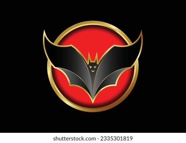 Bat Logo Symbol, Hanging Bat Animal Vector, Hallowen Night Animal Icon Design